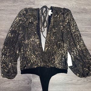 RONNY KOBO plunging neckline bodysuit